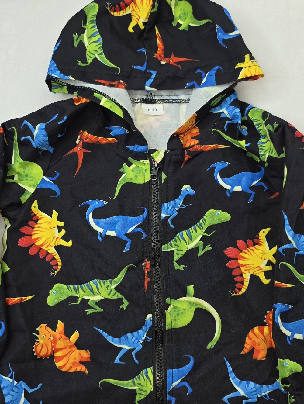 Amazon Boy's Black Hoodie with Colorful Dinosaur Print Size 5-6 years CS-3613 - Picture 2 of 5